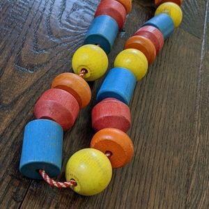 Vintage Classic Rainbow Wooden Stringed Toy Beads